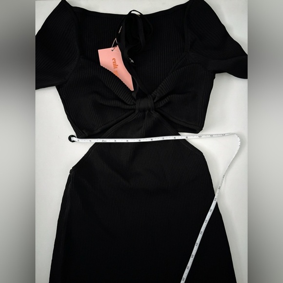 Cult Gaia Enzo Ribbed Knit Maxi Dress cut out halter long sleeve black L - Picture 14 of 16